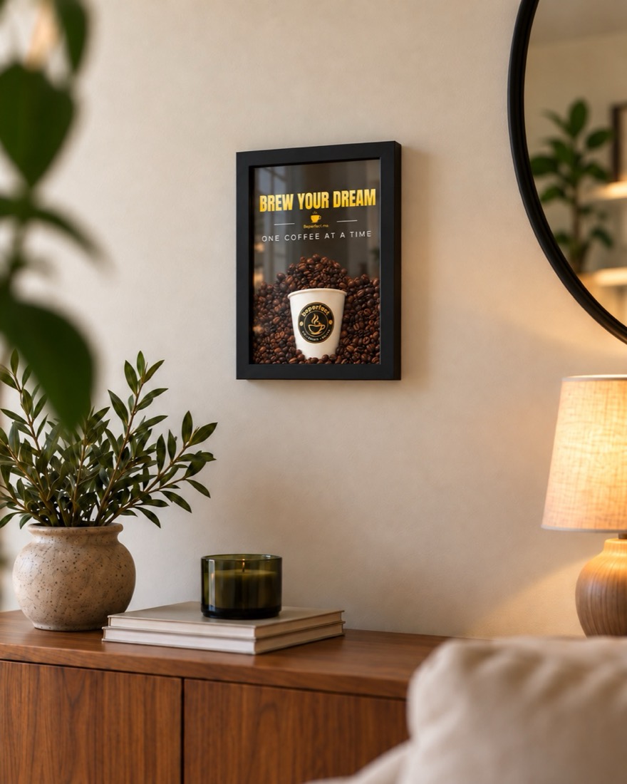 Tableau 3D Coffee Dream dans un salon